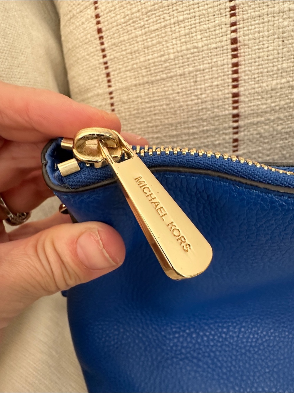 Michael Kors Electric Blue Leather Crossbody with Gold Hardware